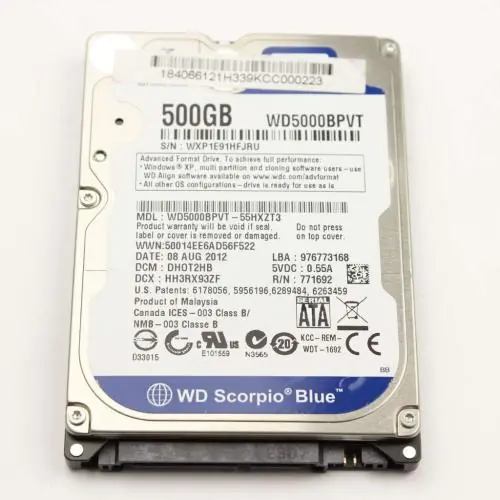 Sony A-1886-632-A HDD 500GB WD WD5000BPVT-55HXZT