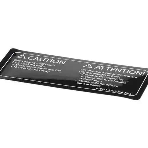 Turbochef I1-9181-3 Label Caution Empty Cavity