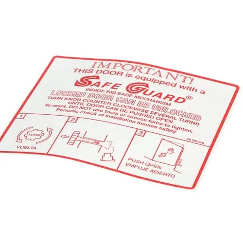 Kason 90028DECAL Decal- Safeguard Mech