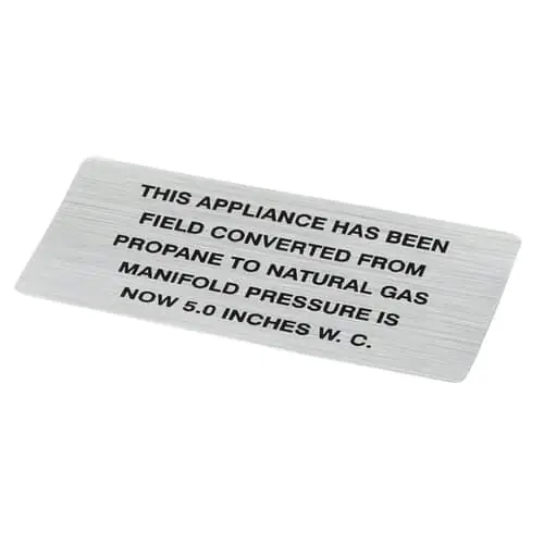 Hobart 00-421727-00016 Plate, Propane To Nat Gas (5.0) Replacement MPN
