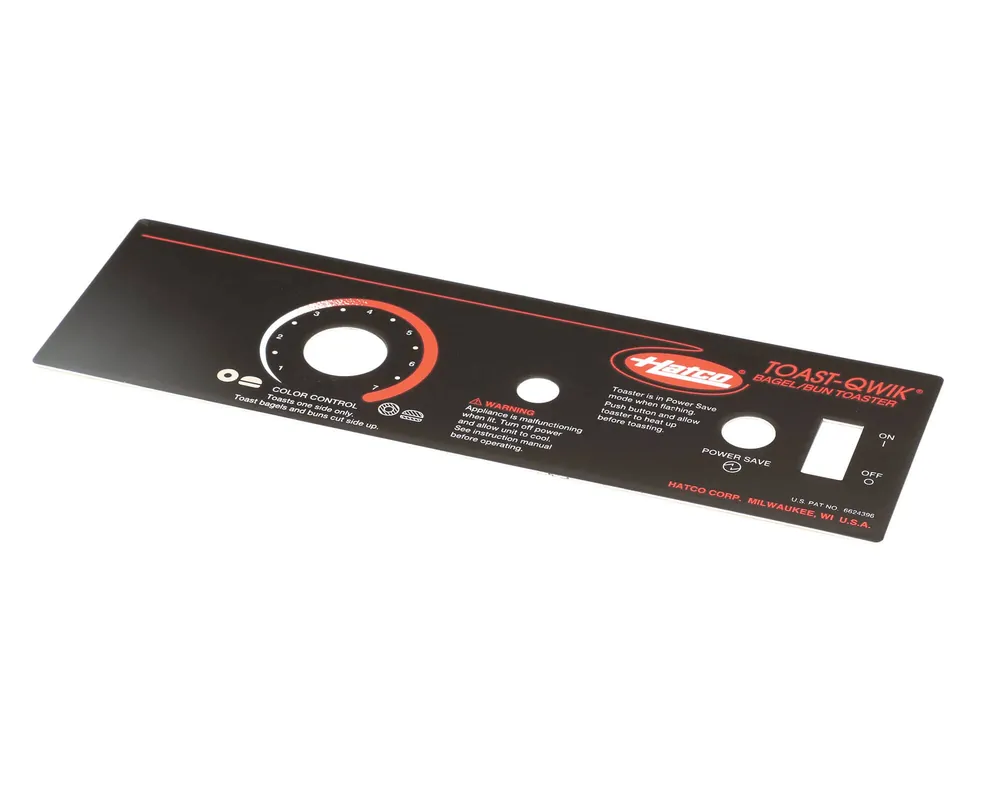 Hatco 07.01.289.00 Control Plate TQ Bagel No Heat